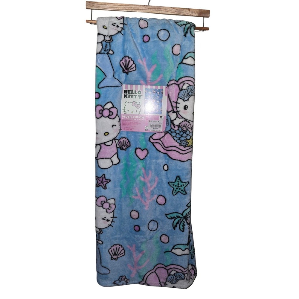 Hello Kitty Plush Throw Unisex 50x70 Blue New Mermaid Under The Sea Sanrio